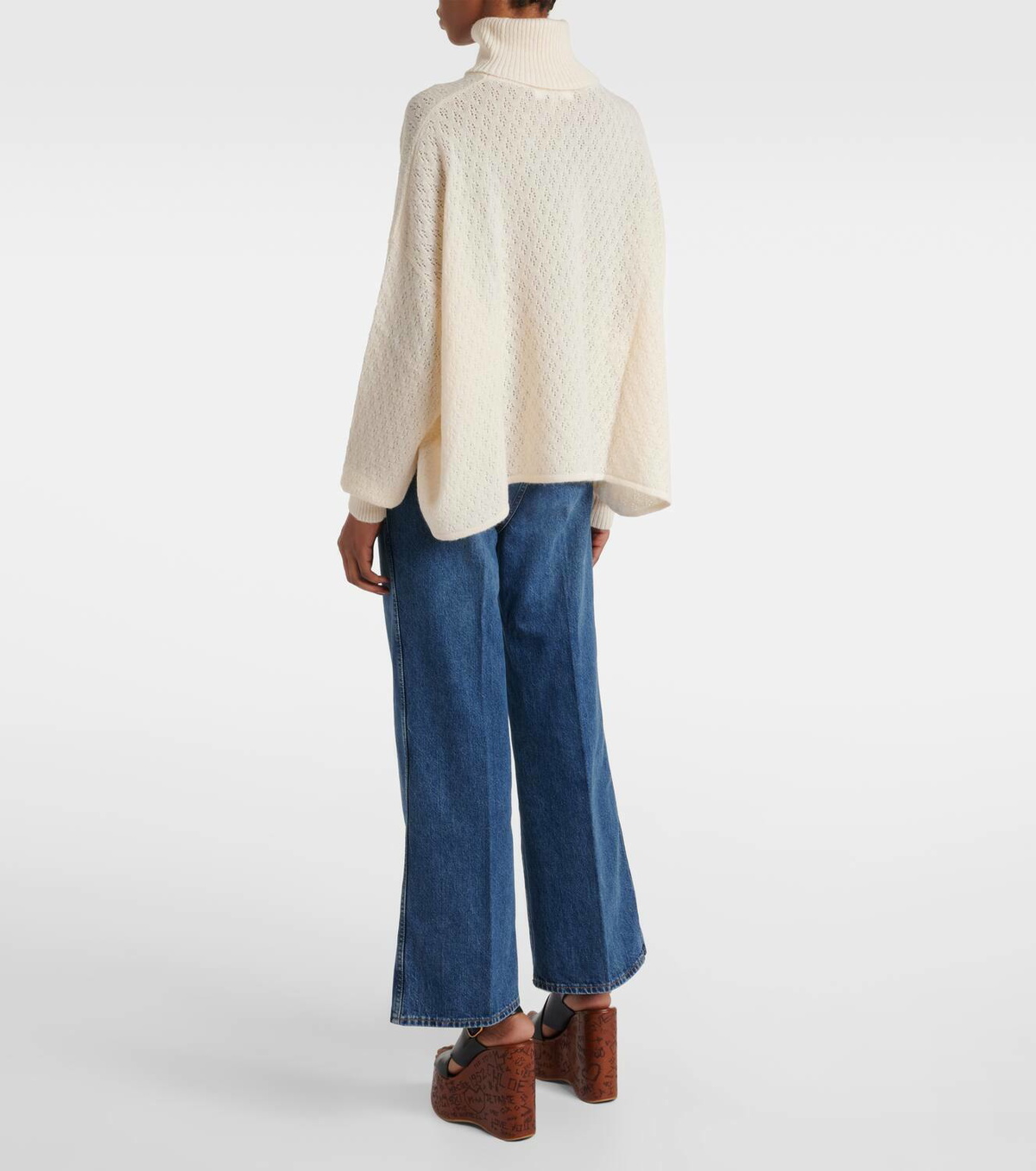 Chloé Pointelle wool-blend and silk turtleneck sweater