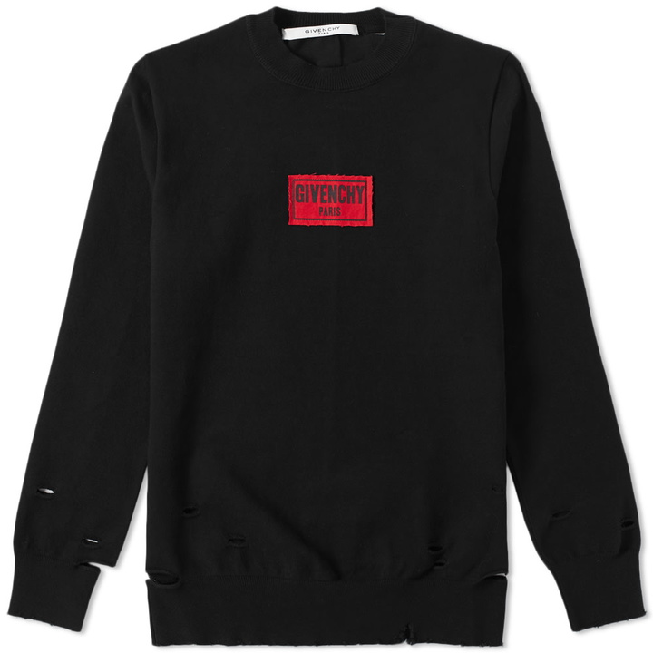 Photo: Givenchy Distressed Box Logo Crewneck Sweat