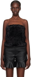 JW Anderson Black Strapless Faux-Fur Camisole