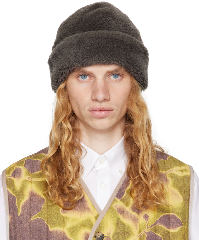 Photo: Paul Smith Gray Curly Shearling Beanie