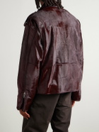 Dries Van Noten - Belted Calf Hair Biker Jacket - Burgundy