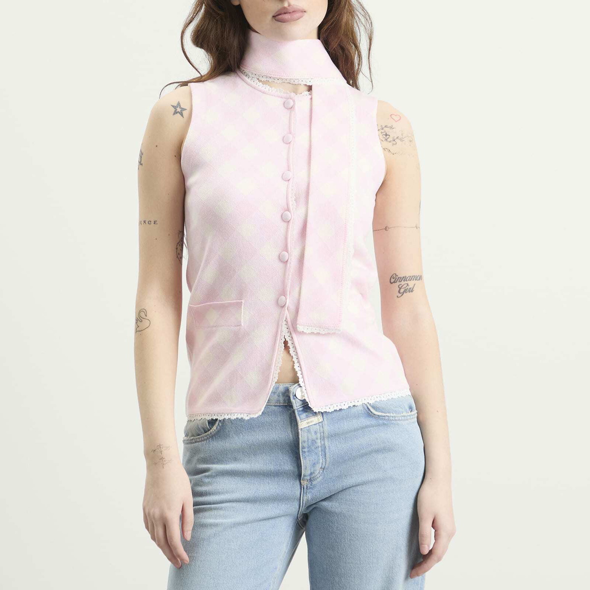 House Of Sunny Women's Pink Ladies Peggy Vest in Blush Lace