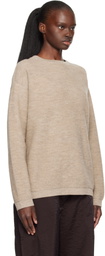 Lauren Manoogian Beige Fine Terry Crewneck Sweater