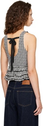 GANNI Black & White Check Open Back Top