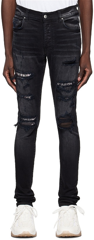 Photo: AMIRI Black Hibiscus Artpatch Jeans