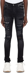 AMIRI Black Hibiscus Artpatch Jeans