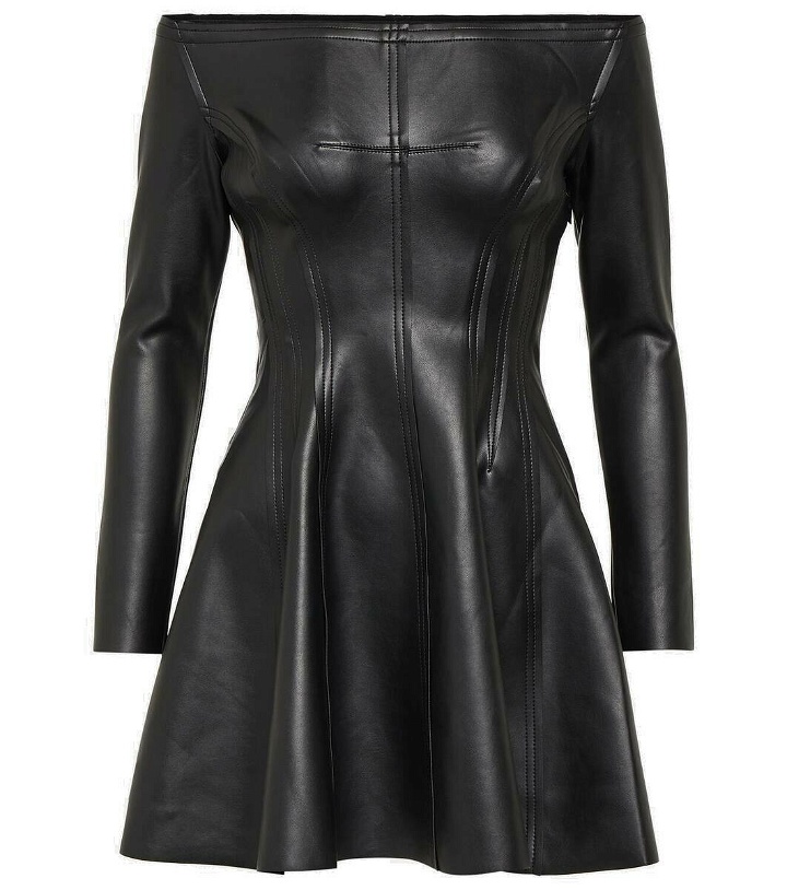 Photo: Norma Kamali Off-Shoulder Grace faux leather minidress