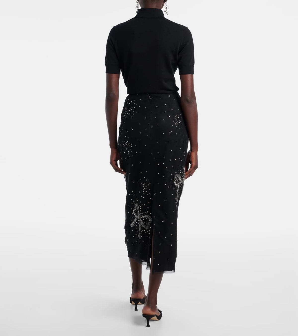 Carolina Herrera Embellished sheer midi skirt