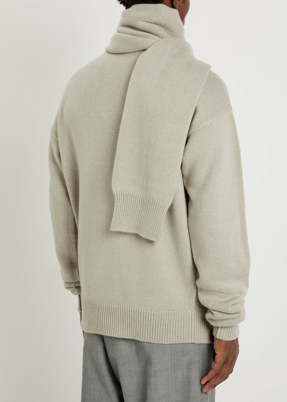 Calvin Klein Scarf-effect Cashmere Jumper Pearl
