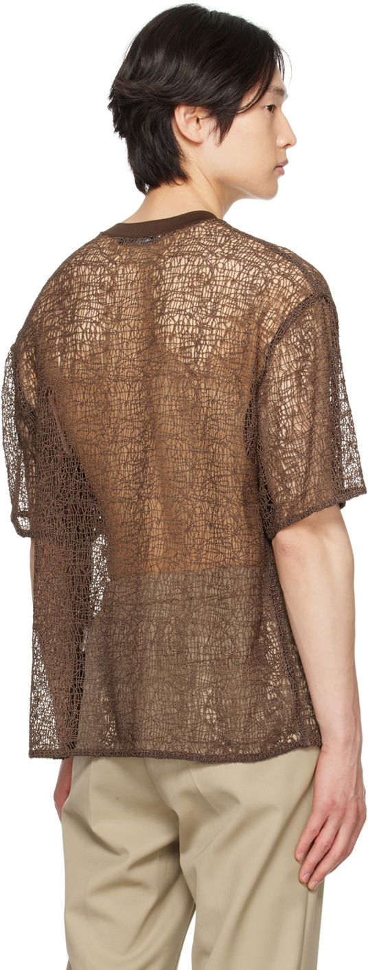 AMOMENTO Brown Sheer T-Shirt