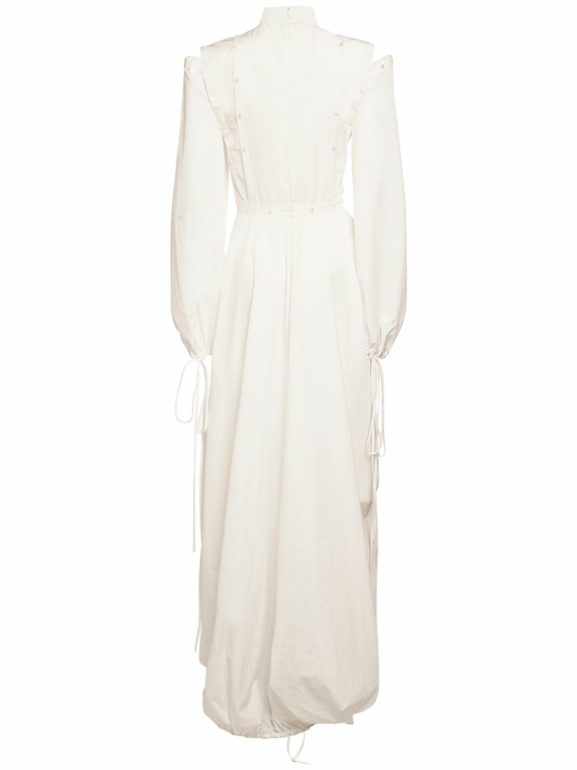 ROCHAS Ruched Cotton Poplin Midi Dress