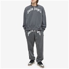 Palm Angels Men's Curved Logo Crew Sweat in Grey/White