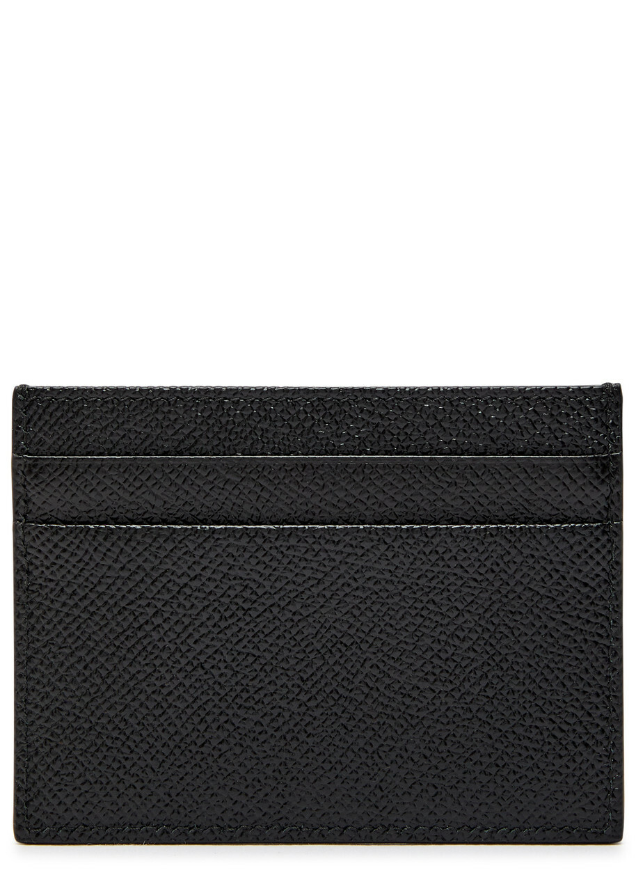 Dolce & Gabbana Logo Pebbled Leather Card Holder - Black - One Size