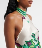 Poupette St Barth Guilia printed halterneck satin top