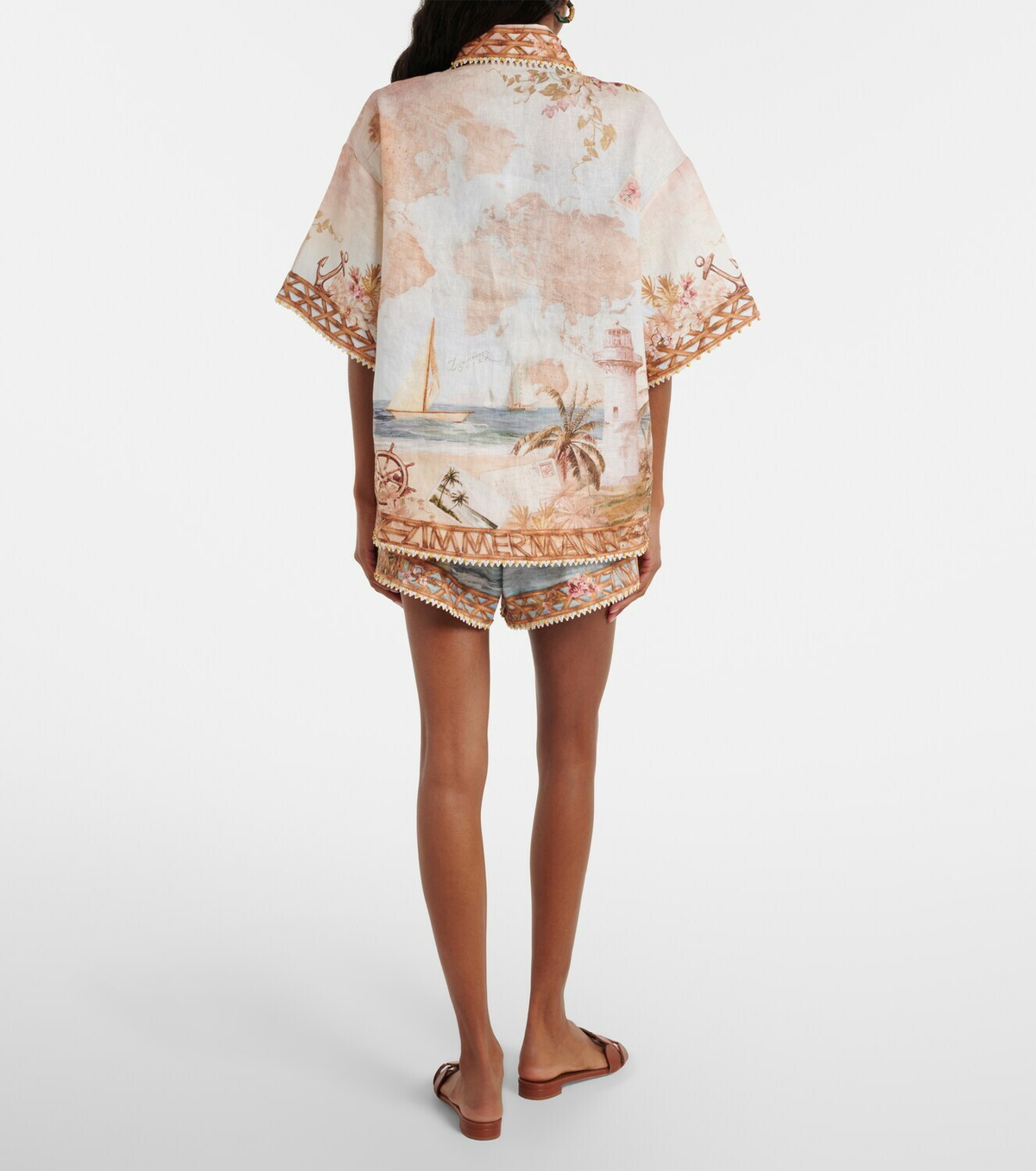 Zimmermann Mahon printed linen shorts