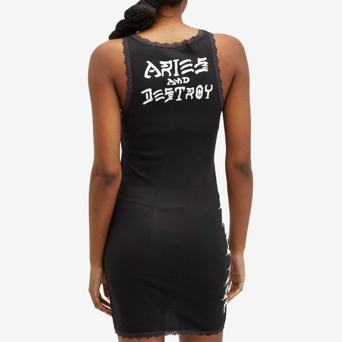 Aries Women's Hardcore Lace Trim Vest Dress in Black ARIES