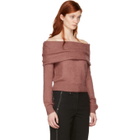 Rag and Bone Pink Mini Mohair Off-The-Shoulder Knit Sweater