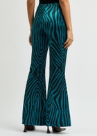 Diane Von Furstenberg Ruthette Printed Flared Velvet Trousers Blue