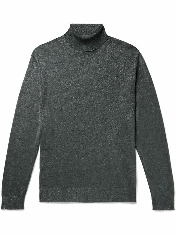Photo: Etro - Metallic Knitted Rollneck Sweater - Gray