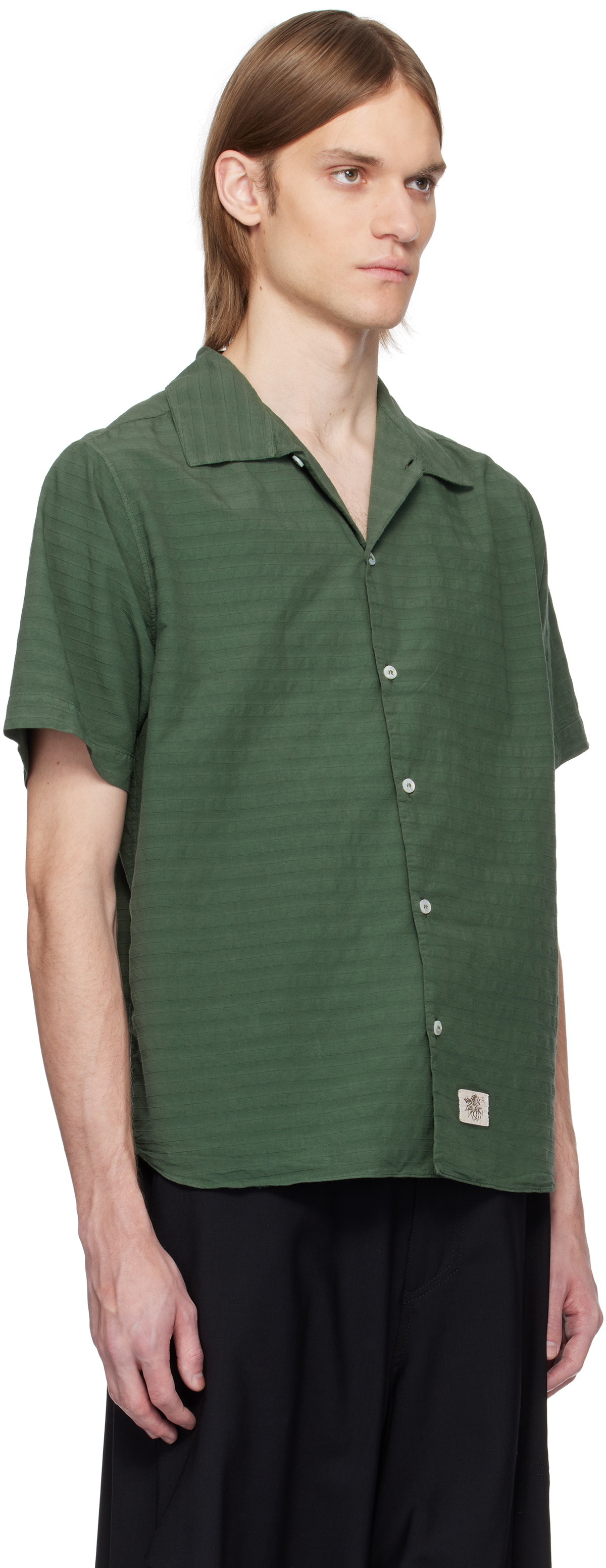 RANRA Green Sun Stripy Cotton Shirt