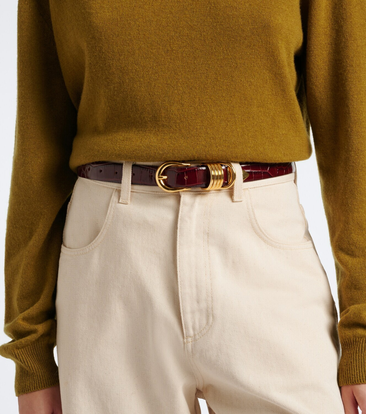 Déhanche Hollyhock croc-effect leather belt