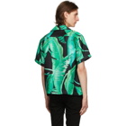Amiri Green and Black Banana Leaves Silk Pyjama Short Sleeve Shirt