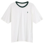 AMI Paris Men's Mercerised Jersey ADC T-Shirt in Blanc Naturel/Vert Sapin
