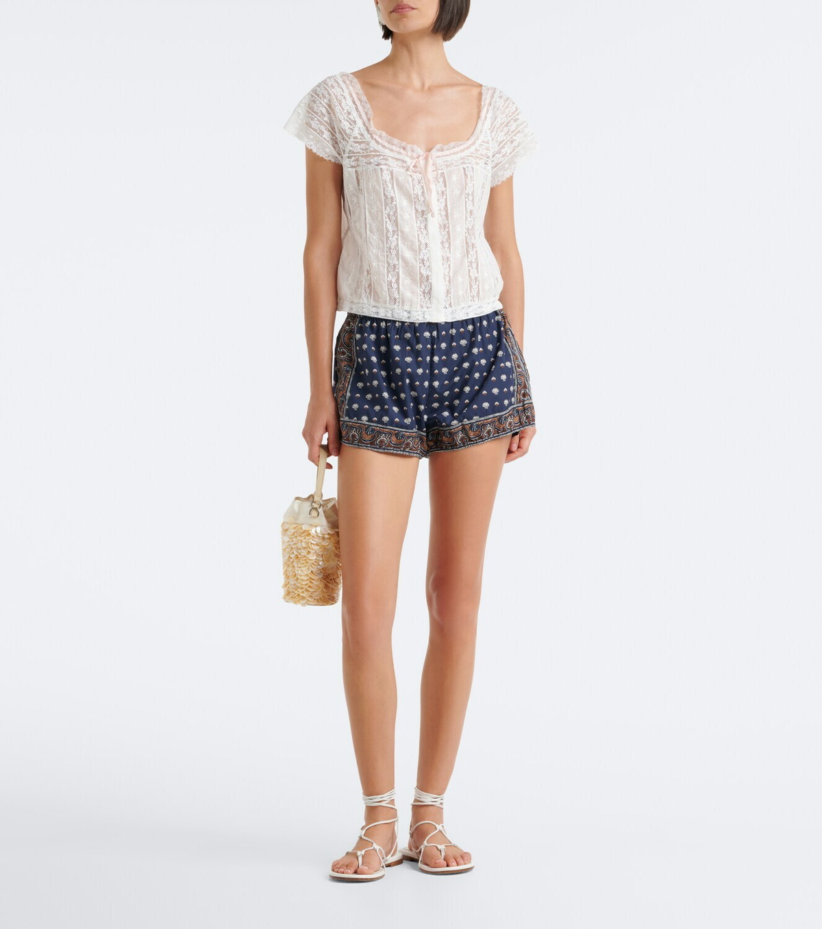 Dôen Greta embroidered lace cotton top
