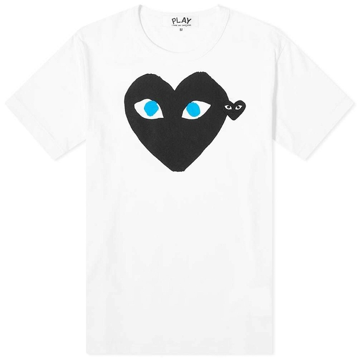 Photo: Comme des Garçons Play Men's Double Heart Logo T-Shirt in White/Black