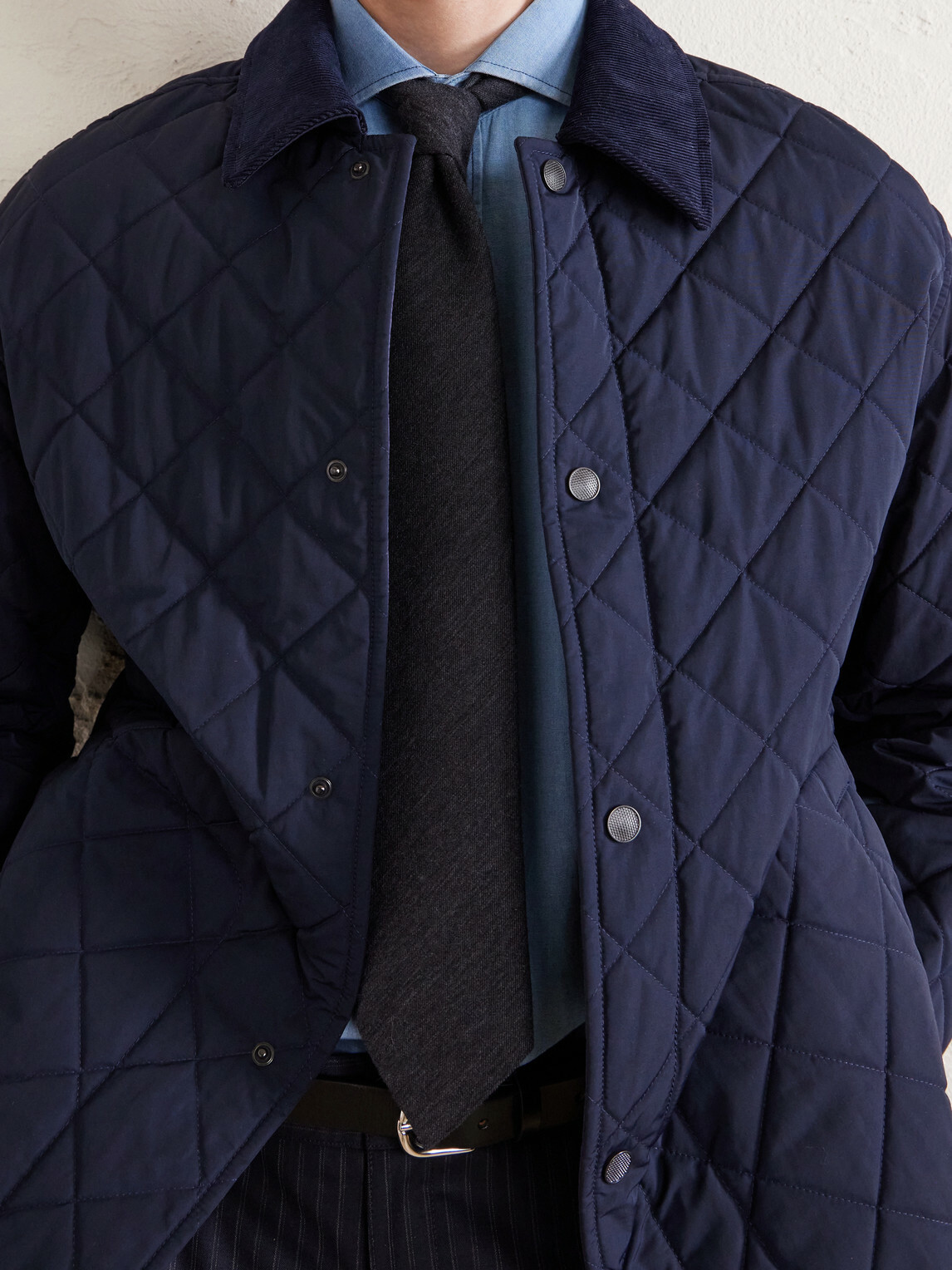 Purdey - Cotton Corduroy-Trimmed Padded Quilted Shell Jacket - Blue