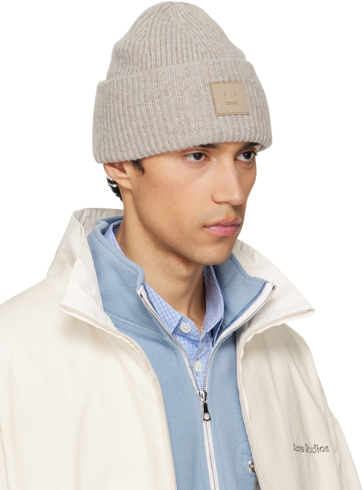Acne Studios Gray Face Logo Beanie