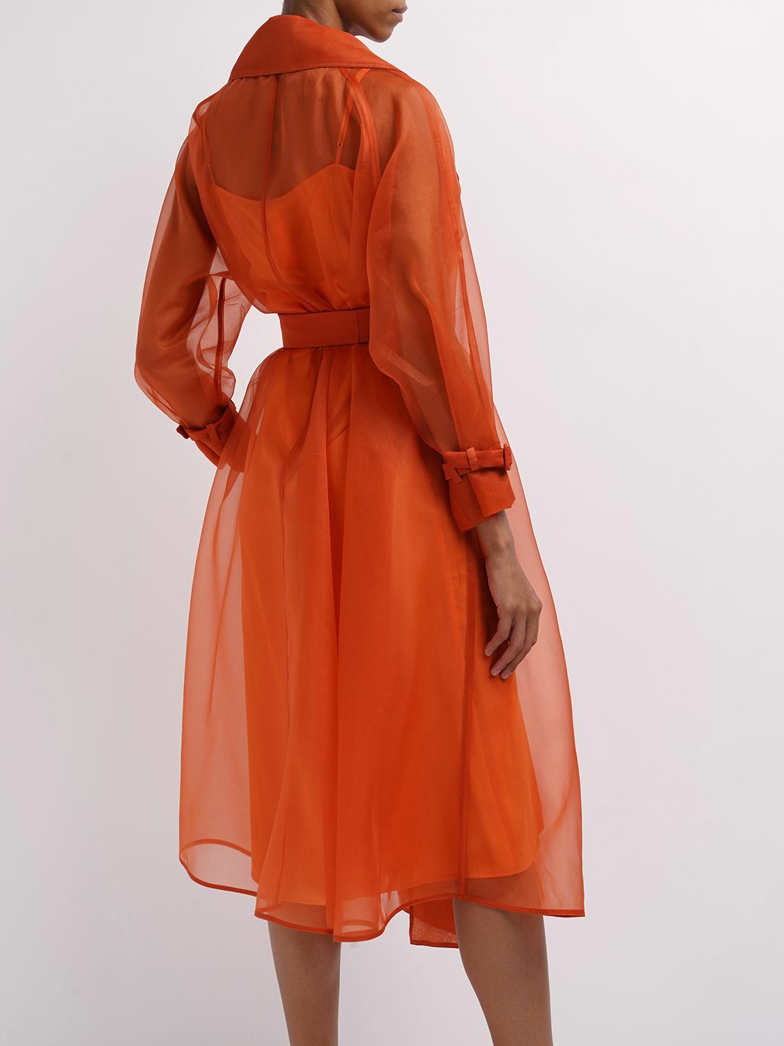 MAX MARA Rauche Belted Silk Organza Trench Coat