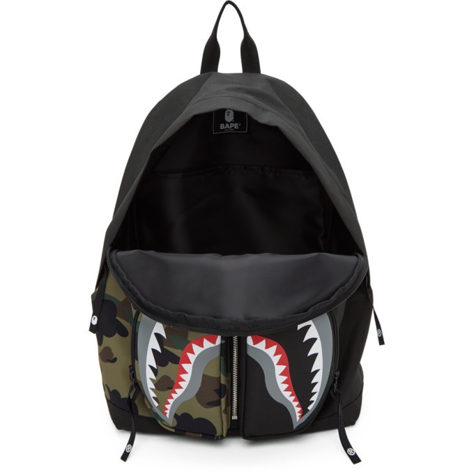 BAPE Grey Aurora Shark Backpack - Black