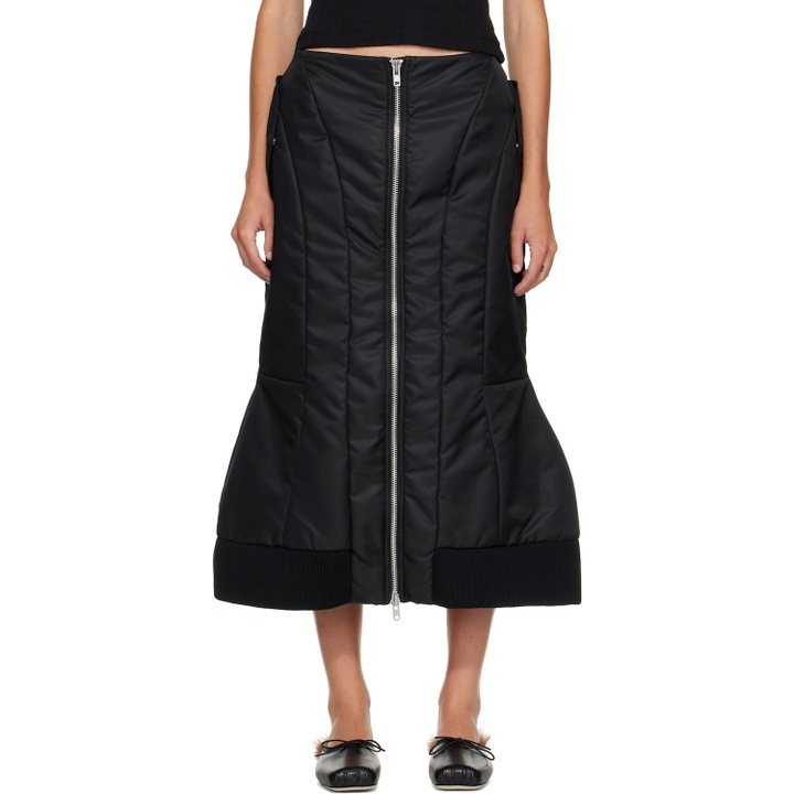 Photo: Simone Rocha Black Padded Sculpt Bomber Midi Skirt