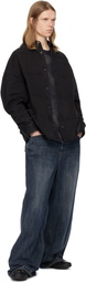 Juun.J Black Horizontal Stitched Denim Shirt