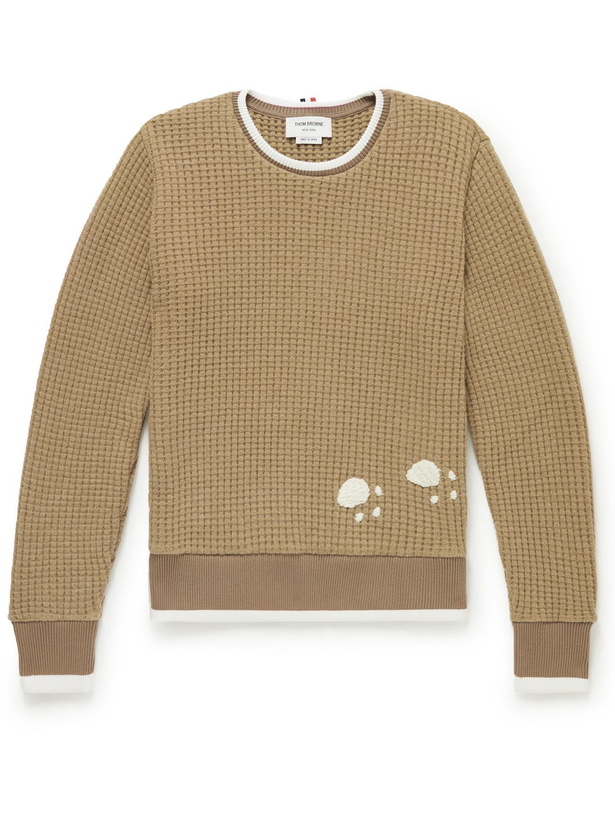 Photo: Thom Browne - Waffle-Knit Wool-Jacquard Sweater - Brown