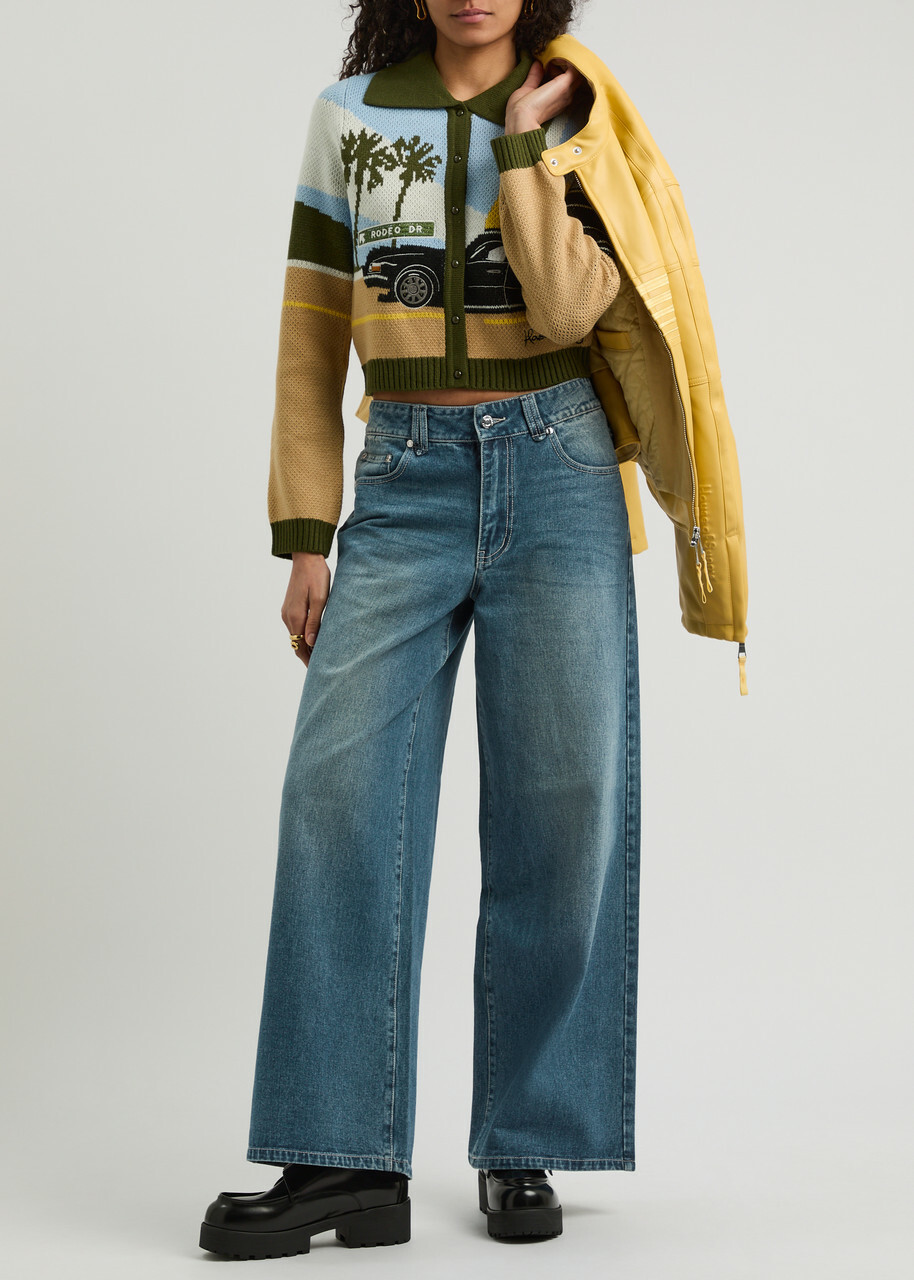 House OF Sunny Wide-leg Denim Jeans Mid Blu
