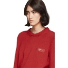 Off-White Red Knit Logo Crewneck Sweater