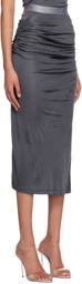 Atlein Gray Ruffled Maxi Skirt