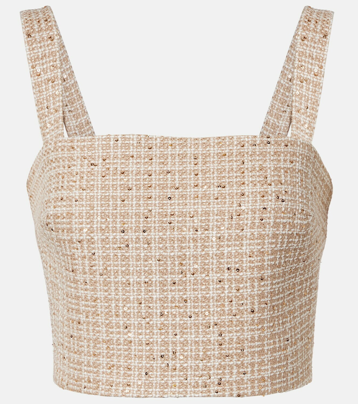 Elie Saab Checked sequined tweed crop top