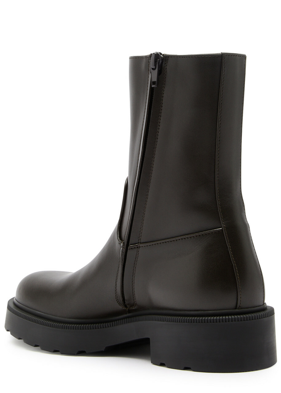 The Row Nobilis Chunky Leather Ankle Boots Brown