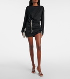 Area Draped embellished jersey miniskirt