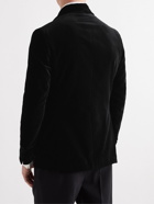 De Petrillo - Positano Shawl-Collar Double-Breasted Velvet Tuxedo Jacket - Black