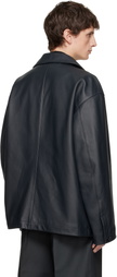 LEMAIRE Black Workwear Leather Jacket