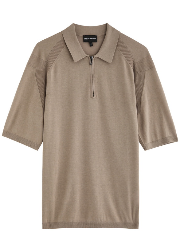 Photo: Emporio Armani Half-zip Jersey-knit Polo Shirt Brown