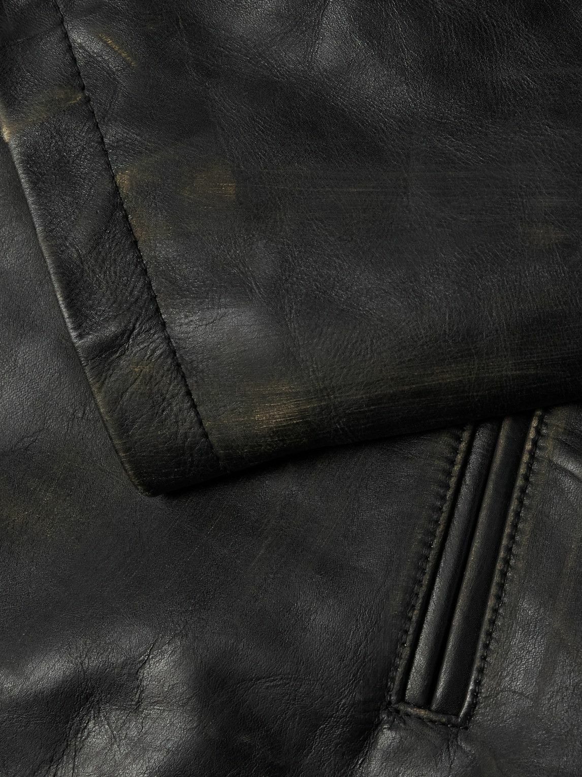VETEMENTS - Distressed Leather Jacket - Black