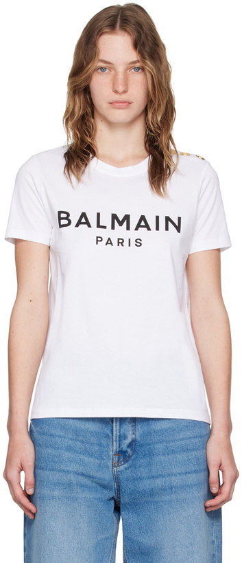 Photo: Balmain White 'Balmain Paris' T-Shirt