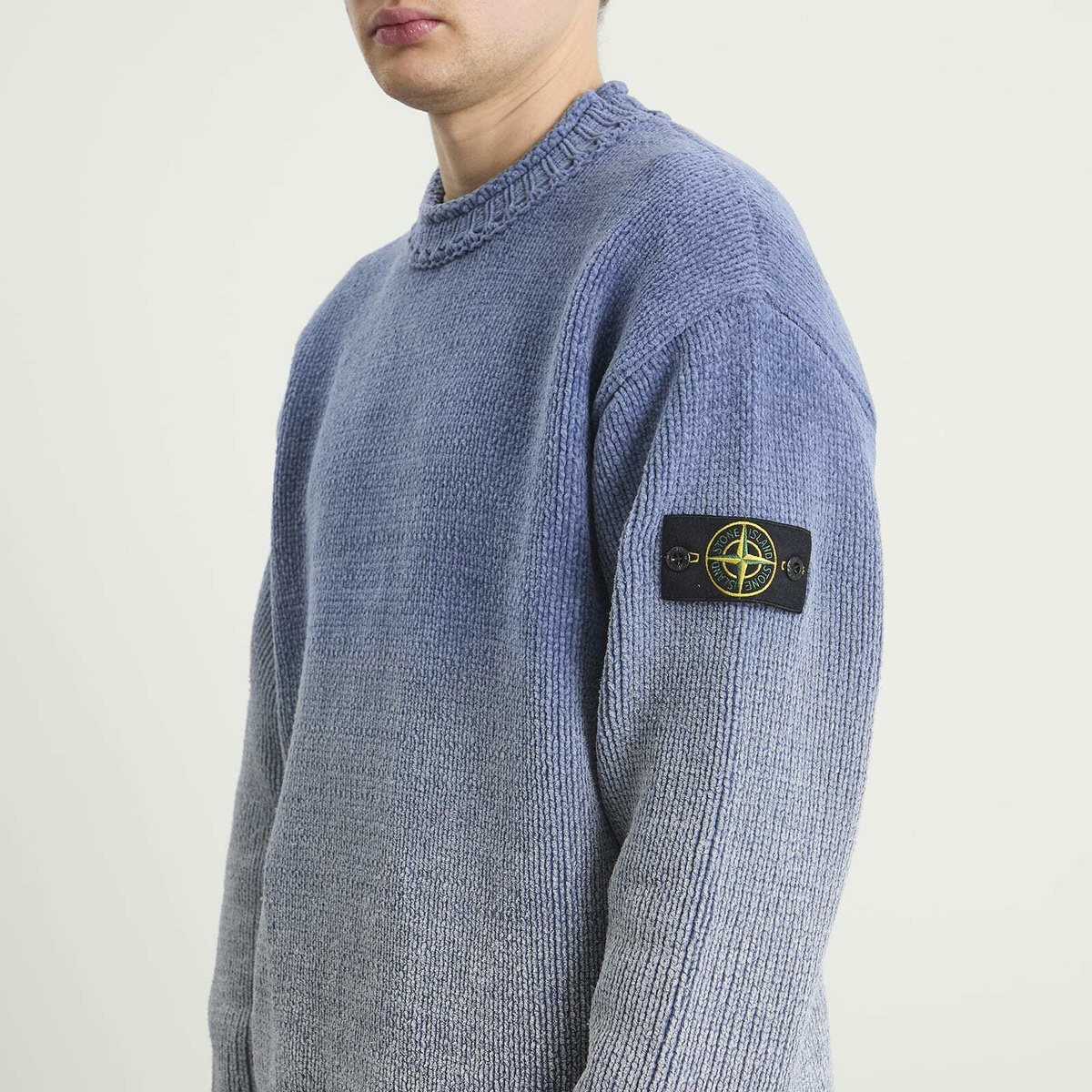 Stone Island Men's Degrade Chenille Knit Jumper in Dark Blue Stone