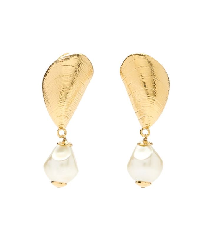 Photo: Oscar de la Renta Mussel embellished clip-on drop earrings