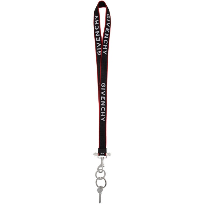 Photo: Givenchy Black and Red Large Logo Obsedia Keychain 